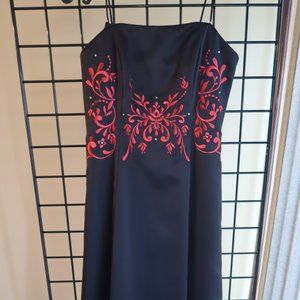 Betsy and Adam Color: Black Satin w/ Red Detailing Dress - Never Worn